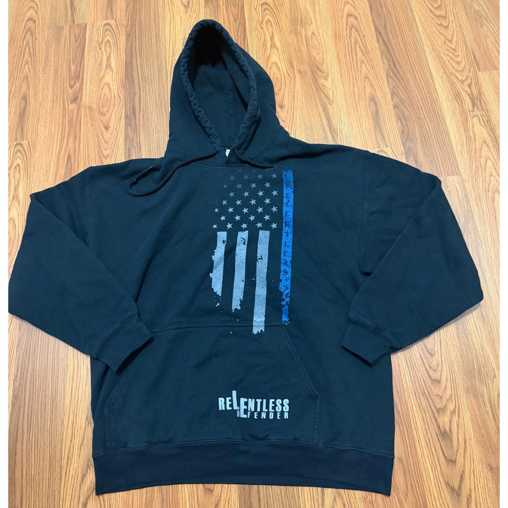 Relentless Defender Hoodie Mens Large American Flag Thin Blue Line